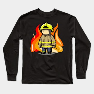 Urban Firefighter Female - Large Design (Dark Hair) Long Sleeve T-Shirt